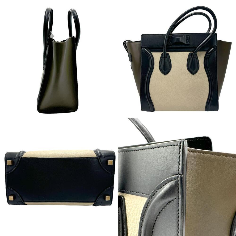 Celine Handbag White Luggage Green Leather Black Khaki Shopper